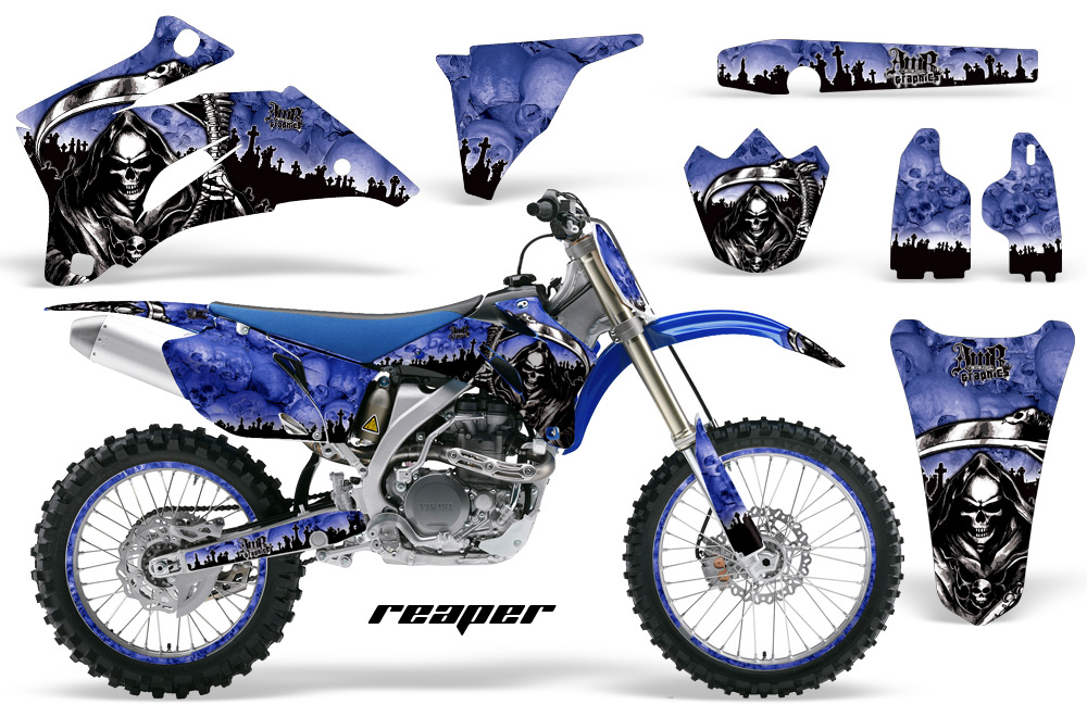 Yamaha YZ 250F 450F 02-09 Graphics Kit Reaper Blue NPs